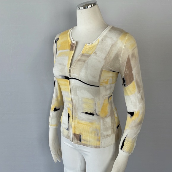 WHBM Abstract Design Zipper Cardigan Size Small - Picture 11 of 14